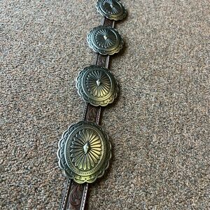 Ariat Silver and Brown Concho Belt